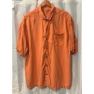 Tommy Bahama Men's Size XXL 100% Silk Orange Button Up Short Sleeve Casual Shirt
